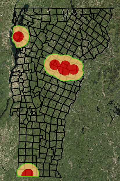 map shows emerald ash borer infestation in vermont